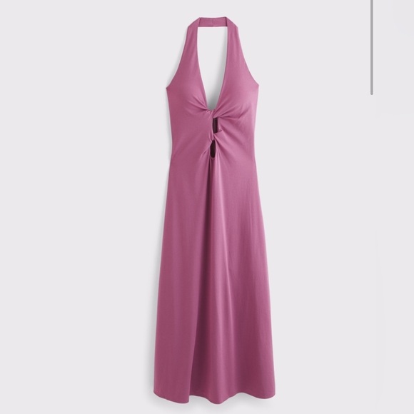 Abercrombie & Fitch Bra-Free Halter Midi Dress - Picture 1 of 5